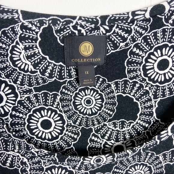 JM Collection Black & White Plus Size 1X Blouse Top - Picture 2 of 4